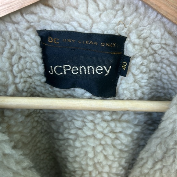 Vintage 70's JC Penney Suede Trucker Coat with Shearling Lining Sz 40 Chore Coat - Picture 2 of 6